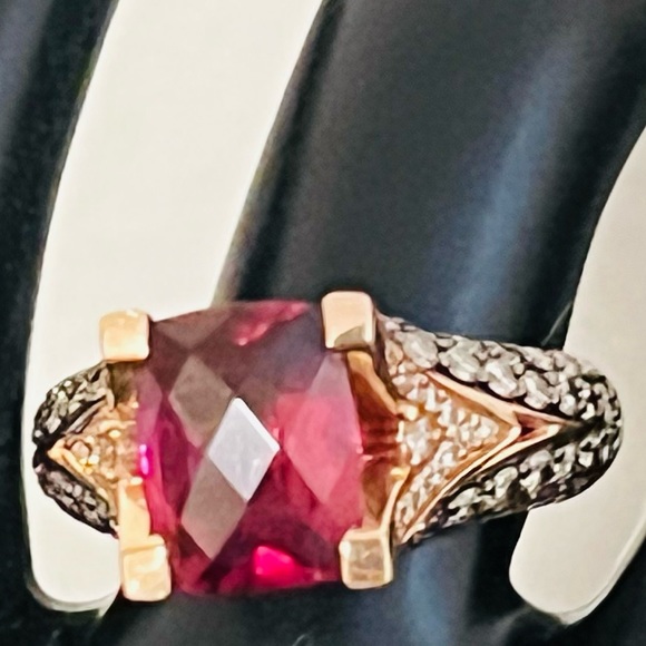 Le Vian 14k Raspberry Rhodolite Garnet 3 ct Chocolate Diamonds  1 1/2 ct - Picture 1 of 8
